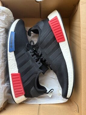 NMD_R1 Men’s adidas Black Sneakers with White Midsole and Red Accents